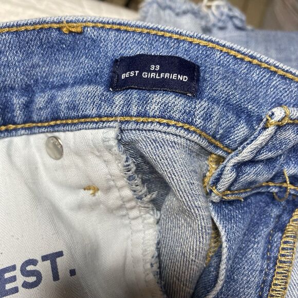 GAP Jeans Best Girlfriend Distressed Relaxed Denim Light Wash Womens 33 Blue - Picture 6 of 9